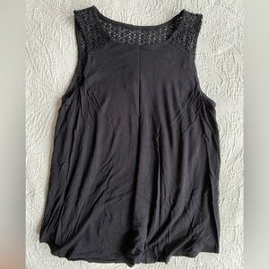 Black Embroidered Lace Sleeveless Top High Neck Size Small Thick Strap Tank Top
